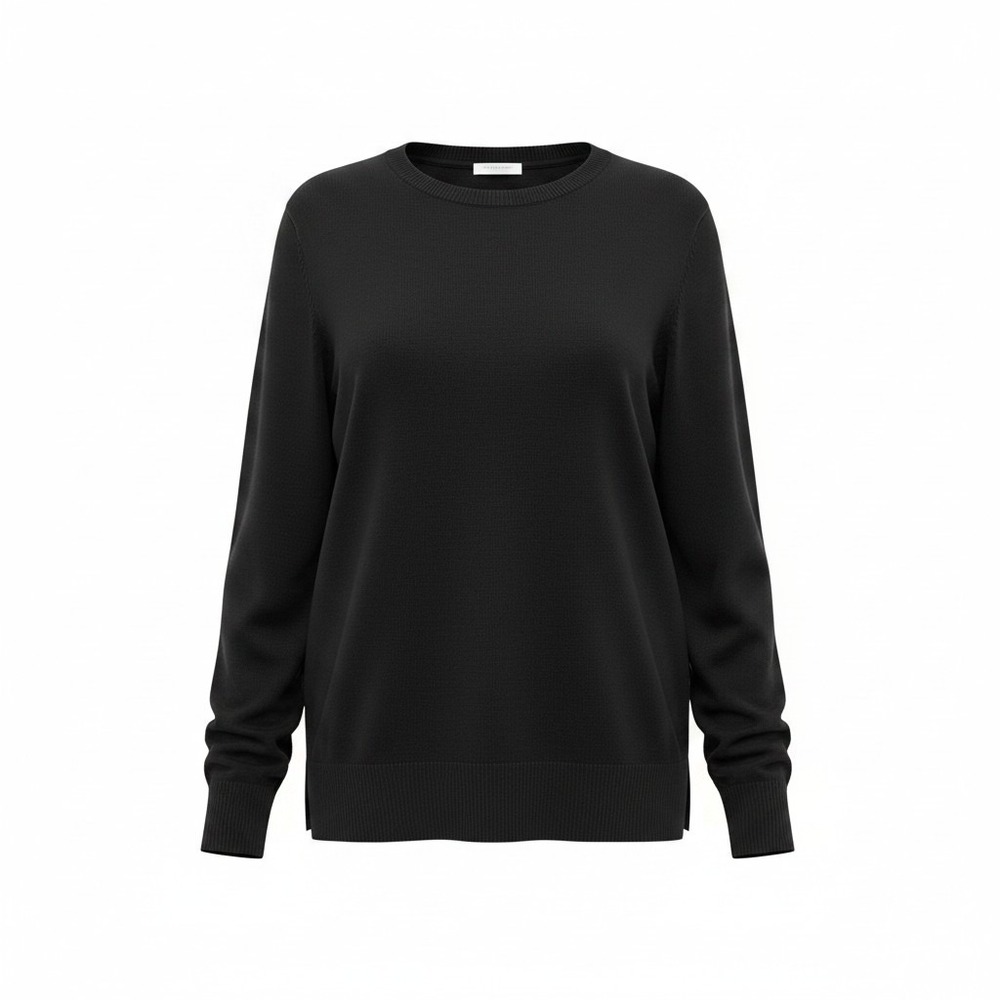 Time and Tru Womens XL Black Fine Gauge Pullover Sweater Crewneck Soft Knit Cozy
